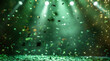© visoot - Confetti flying, green spotlights in the background. Generative AI.