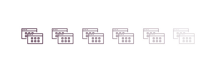 Poster - data windows outline icon. Linear vector from user interface concept. 6 different line style data windows icon included thin, light, regular, medium, bold, black
