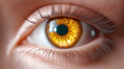 Poster - Intricate close-up of a vibrant eye iris showcasing detailed textures and patterns, highlighting the beauty of human anatomy.