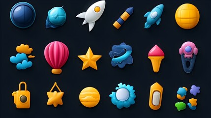 Poster - Modern user interface icons, sleek design elements, vibrant colors, intuitive shapes, enhancing digital experiences, enhancing usability and accessibility