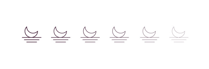 Wall Mural - moonrise outline icon. Linear vector from weather concept. 6 different line style moonrise icon included thin, light, regular, medium, bold, black