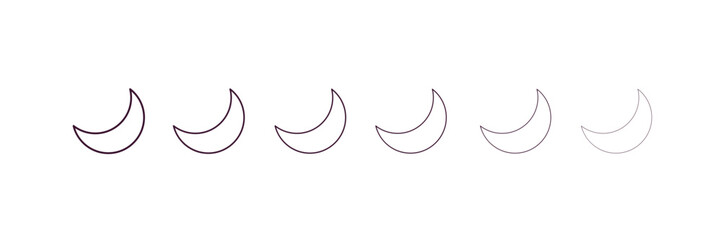 Wall Mural - waxing moon outline icon. Linear vector from weather concept. 6 different line style waxing moon icon included thin, light, regular, medium, bold, black