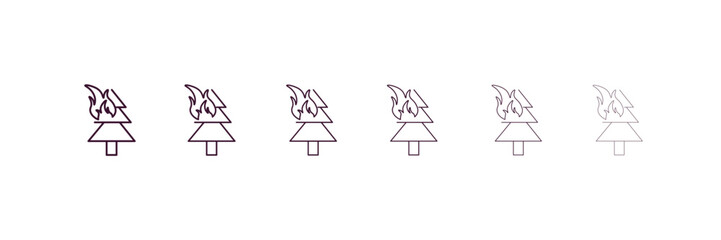 Wall Mural - wildfire outline icon. Linear vector from weather concept. 6 different line style wildfire icon included thin, light, regular, medium, bold, black