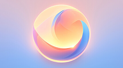 Poster - Gradient colored sphere with light inside, pink and blue background