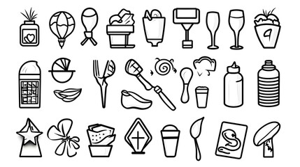 Poster - Minimalist icon collection showcasing universal symbols, designed for clear communication and modern aesthetics, suitable for digital interfaces.