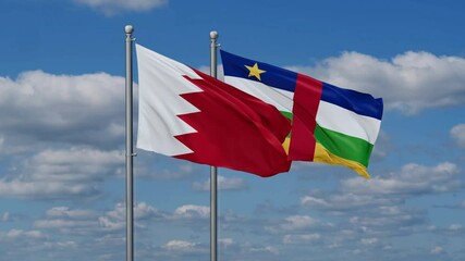 Wall Mural - Central African Republic and Bahrain flags flying together, video concept of the relationship, two country relations concept