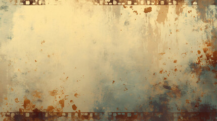 Poster - Old film with spots and scratches on it and a film reel on the edge