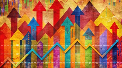 Wall Mural - Abstract Colorful Arrows Pointing Upwards on a Grunge Background