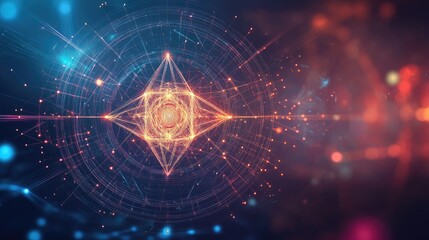 Poster - Digital representation of sacred geometry patterns with modern tech vibes, leaving space for belief messaging.