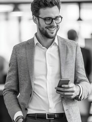 Wall Mural - Businessman in a Blurred Office