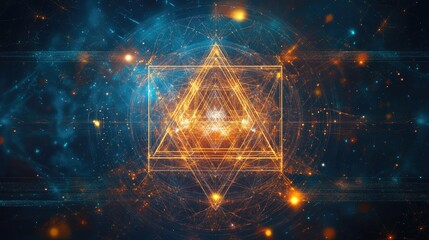 Poster - Tech-driven sacred Indian geometry on a digital canvas, with space for belief messaging