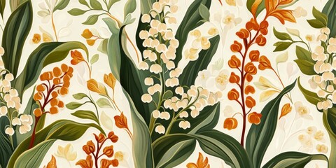 Wall Mural - Elegant floral design featuring vibrant flowers in warm tones. This classic style artwork brings nature indoors. Perfect for home decor or invitations. AI