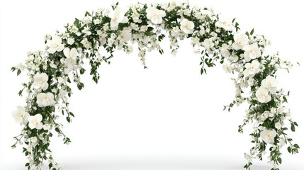 Wall Mural - Elegant wedding arch with white flowers, arranged beautifully for a ceremony, isolated on a white background.