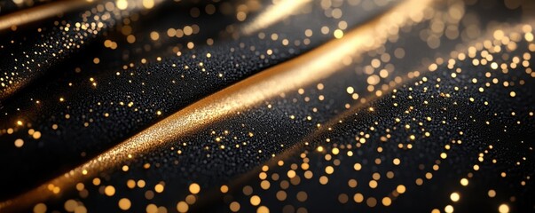 Abstract Black and Gold Texture with Glitter and Bokeh Lights