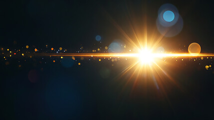 Wall Mural - Lense flare overlay on black background design element
