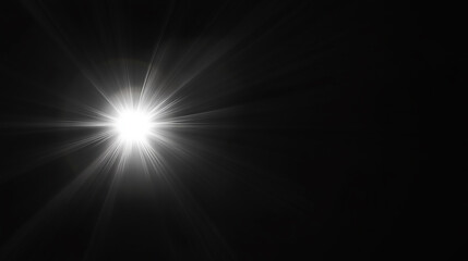 Wall Mural - white lens flare on a black background. light ray overlay. powerful and dramatic visual effect