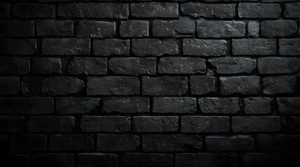 Dark Brick Wall Texture with Subtle Lighting for Backgrounds and Designs