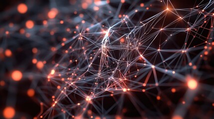 Poster - An abstract 3D illustration of interconnected lines and dots, forming a modern digital network with a plexus effect.