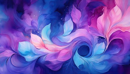 Abstract floral art in blue & pink