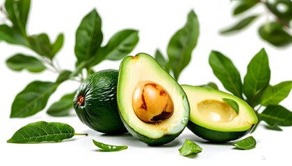 Wall Mural - fresh ripe avocado on clean white backdrop