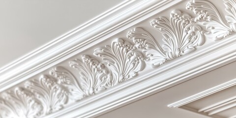 Sticker - White ceiling with ornate moldings.