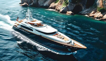 Luxury yacht adventure on the open sea, perfect for summer travel and vacation escape with a focus on nautical experiences and scenic views