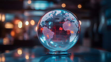 Poster - a holographic globe displays a live feed of global events.