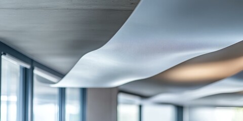 Poster - Modern interior with curved ceiling and windows.