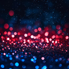 Wall Mural - abstract red white and blue glitter background on dark background