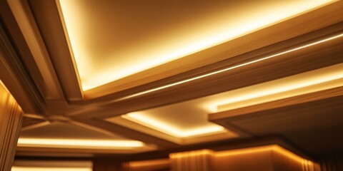 Poster - Wood ceiling with recessed lighting.