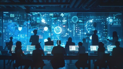 Poster - Professionals analyzing real-time data in a high-tech control room