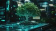 © Supriyanto - A digital representation of a tree, symbolizing growth and technology in a futuristic setting.