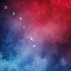 Wall Mural - smokey usa background with stars and red and blue gradient with copy space