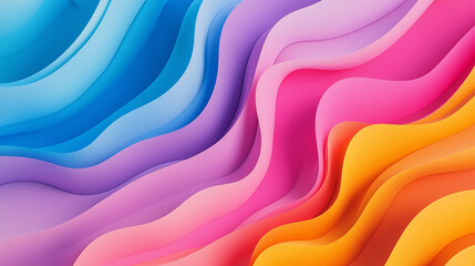Poster - Colorful waves of abstract design flow seamlessly in vibrant hues, creating an engaging visual backdrop for creative projects