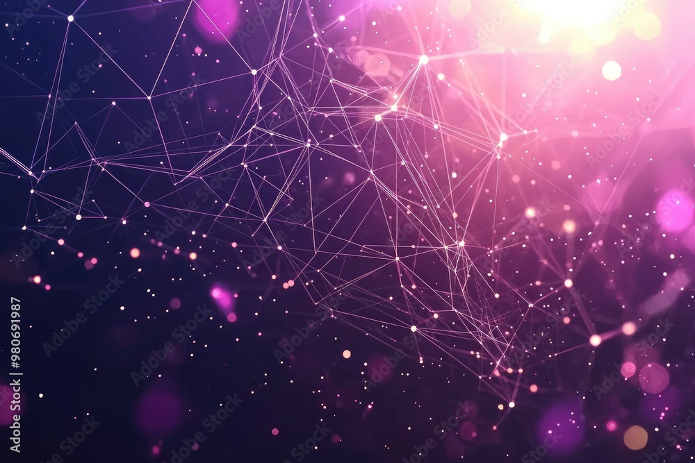 Futuristic digital network visualization with glowing nodes and lines ...