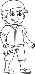 Sticker - Baseball Player Isolated Coloring Page for Kids