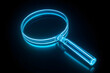 © Daniel - Glowing blue neon magnifying glass isotated on black background.