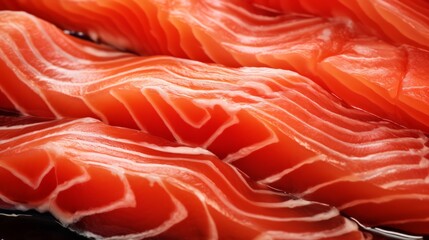 Close up raw salmon fillet slices texture. Neural network ai generated art