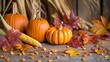 © AlfaSmart - Autumn Still Life: Pumpkins, Corn, and Fall Leaves