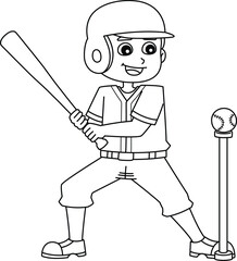 Sticker - Baseball Player Training Isolated Coloring Page 