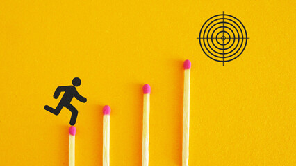 Poster - Achieve the set goal. Climb the ladder to success. Reach the heights and earn the reward