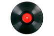 © pikshine - Old Record. Vinyl Record with Red Sticker on Transparent Background. No Shadow.