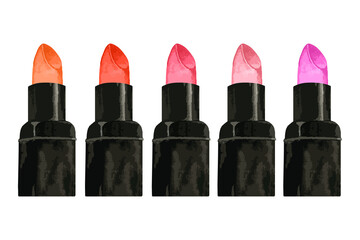 Png Watercolor lipsticks element, transparent background