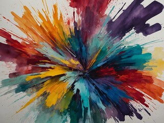 Poster - Colorful abstract explosion with vibrant shades of red, orange, yellow, blue, and purple