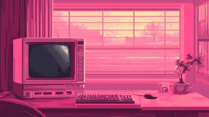 Retro old computer user interface,Pink Y2K computer window page and retro interface of PC screenTrendy,y2k pc element,8 bit pixel art,Transgressive conceptual modern art,kawaii retro 90s style.