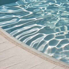 Wall Mural - Close-up view of a water surface, likely a swimming pool, with a clear and calm appearance