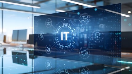 it virtual screen interface, information technology, it support, business technology concept