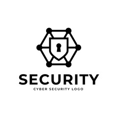 Poster - Cyber Security Logo or badge for technology and security company.