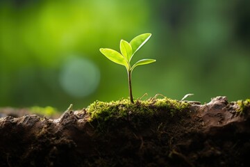 Wall Mural - Young plant growing green outdoors leaf.