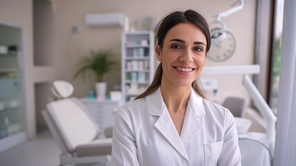smiling dermatologist in clinic